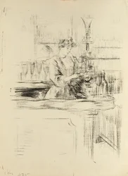 Frau, die an einer Bar arbeitet, späte 1890er Jahre